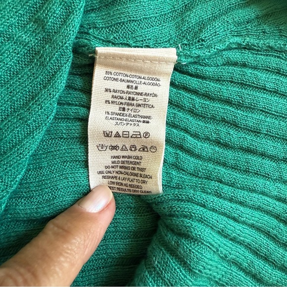 Free People Ribbed Knit Deep-V Backless Tank Dress. Kelly Green Two-Tone #1609 - Picture 5 of 6